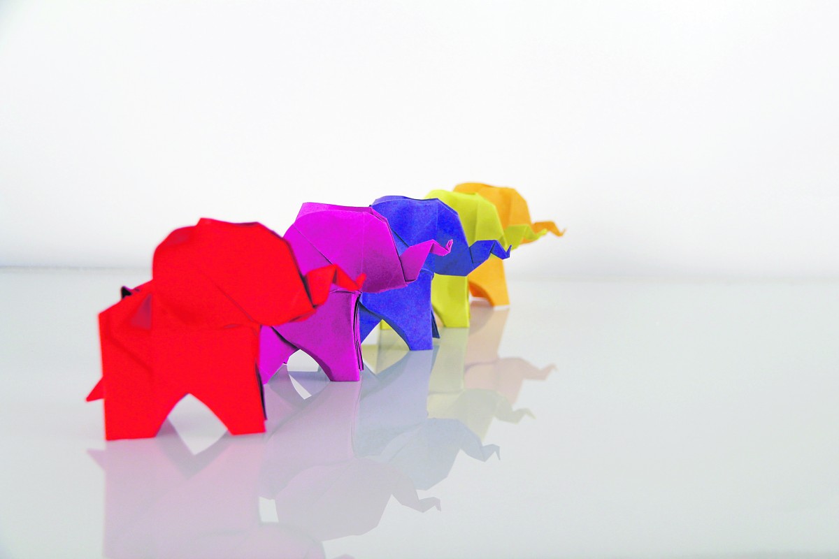 olifanten in papier