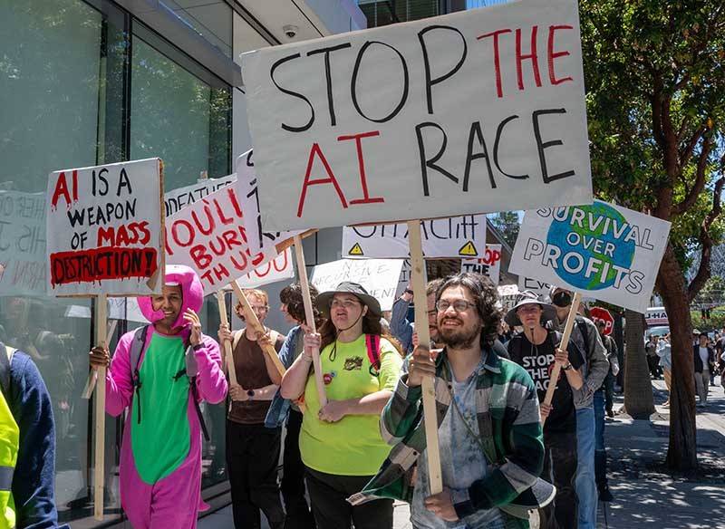 Protest tegen AI in San Francisco