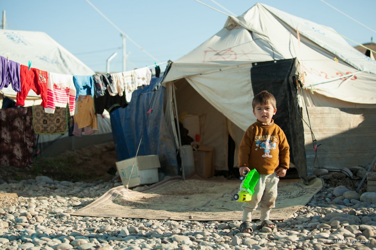 Syrische jongen in een kamp in Turkije