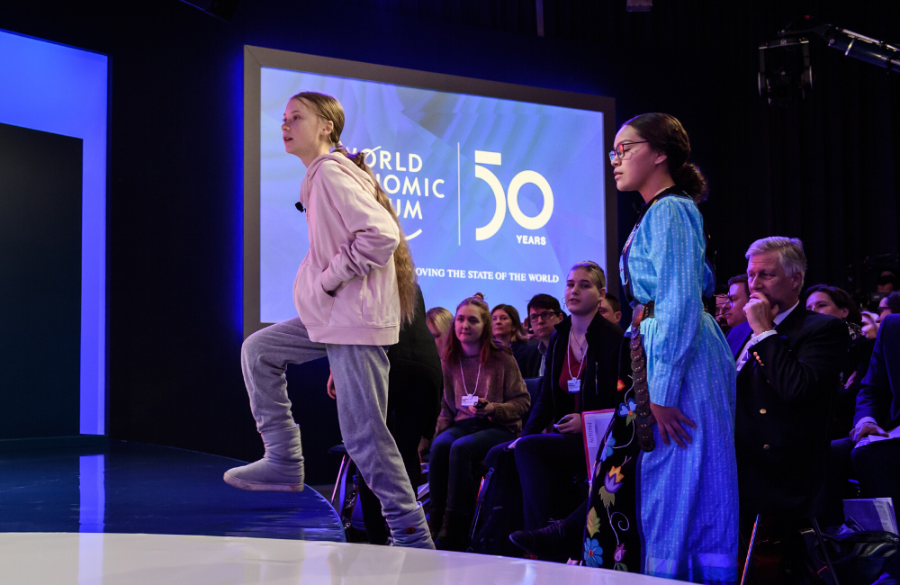 Greta Thunberg en Autumn Peltier in Davos