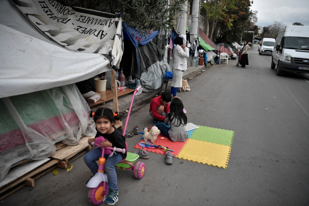 Kamp met vluchtelingen in Griekenland
